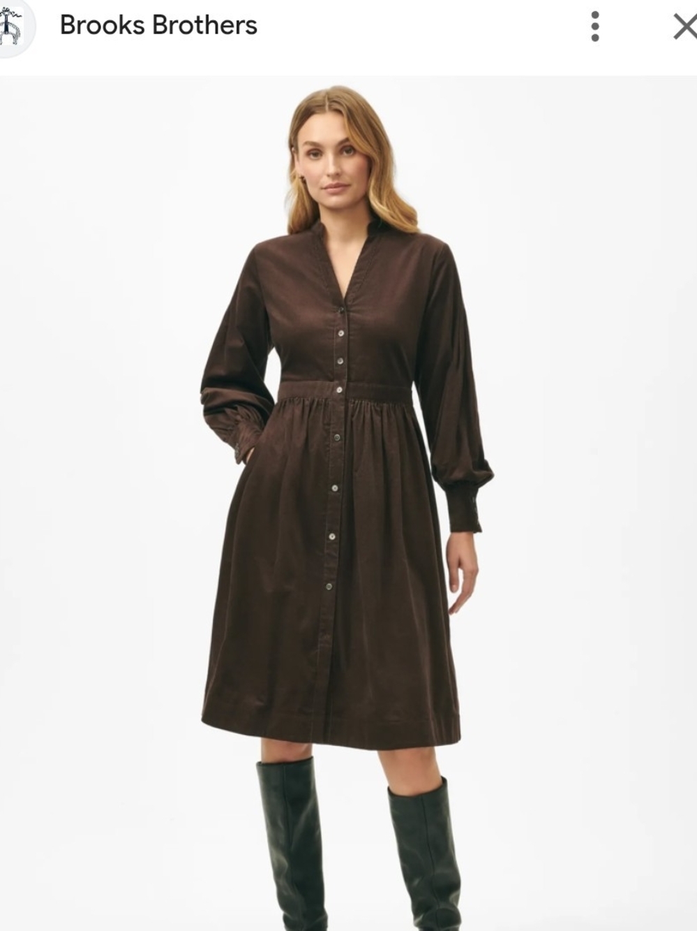 Brooks Brothers Dark Brown Button-Front Midi Dress